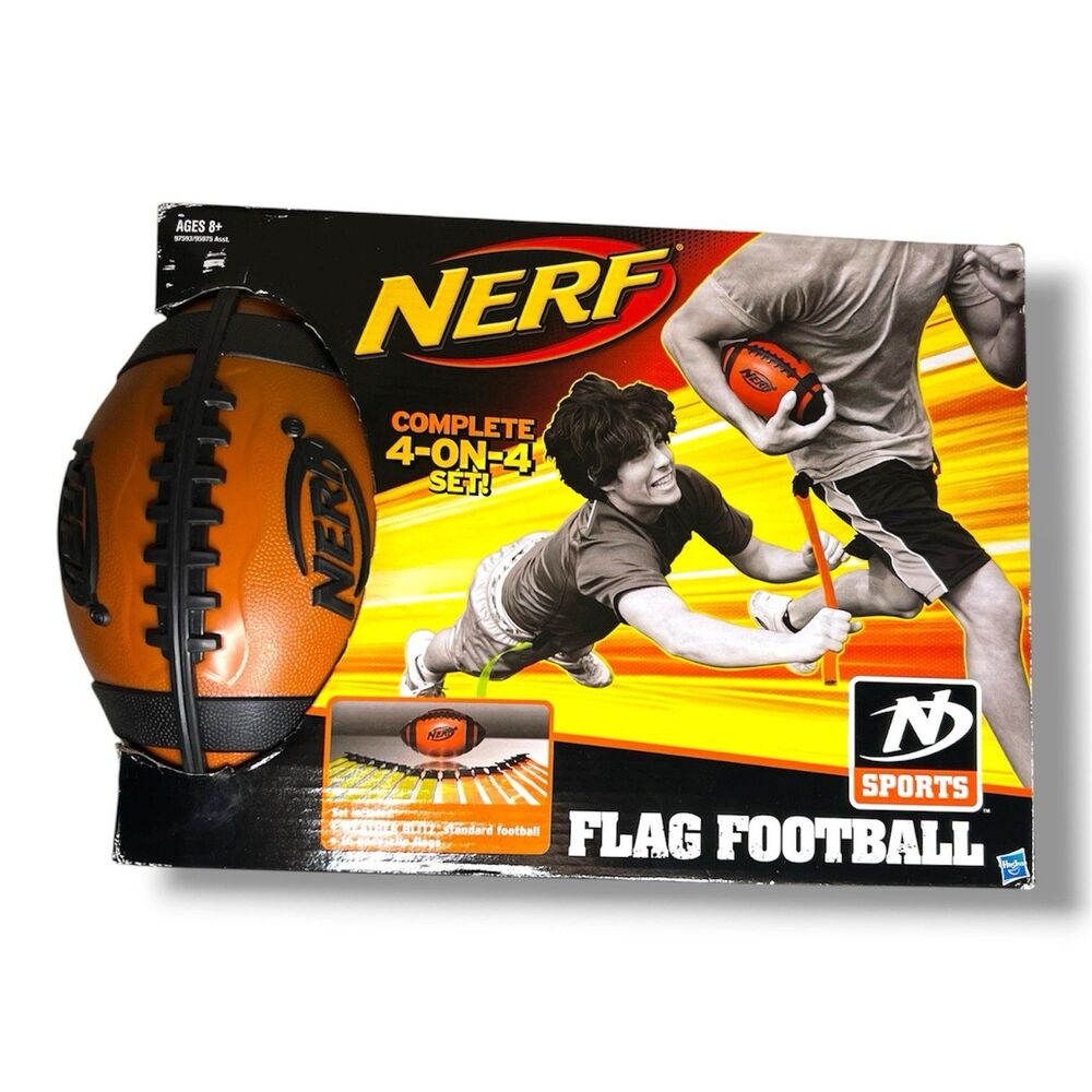 NERF Flag Football Complete 4 On 4 Set Weather Blitz 2009 Hasbro Brown Black